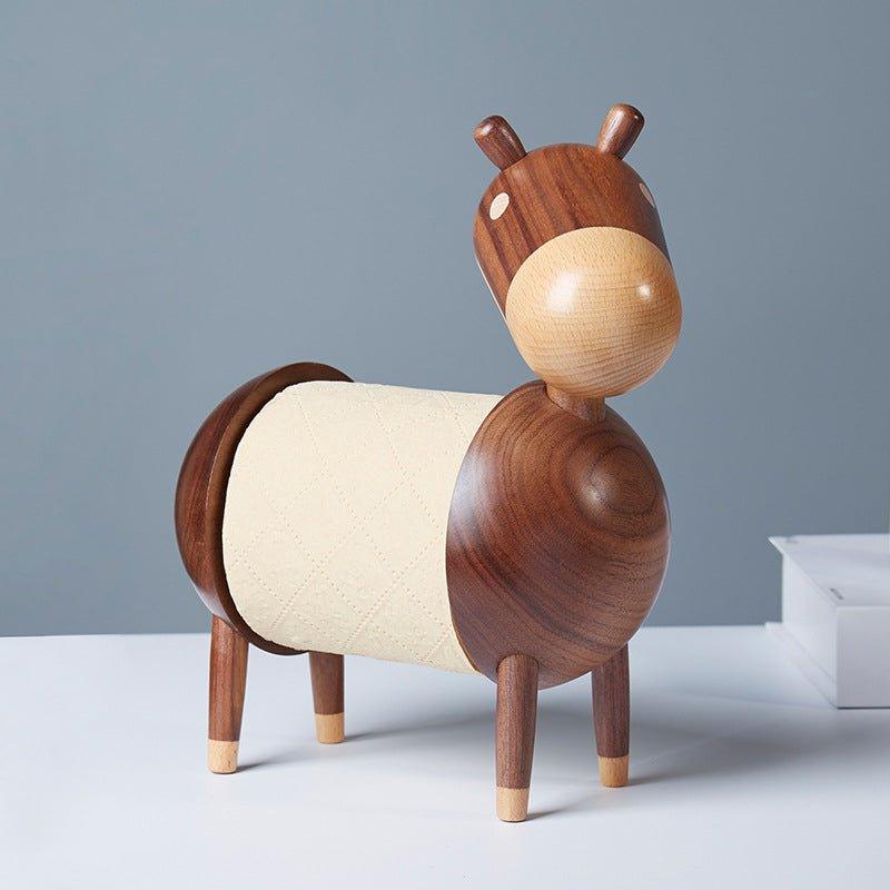 Handcrafted Animal Shaped Wooden Adjustable Toilet Roll Dispensers