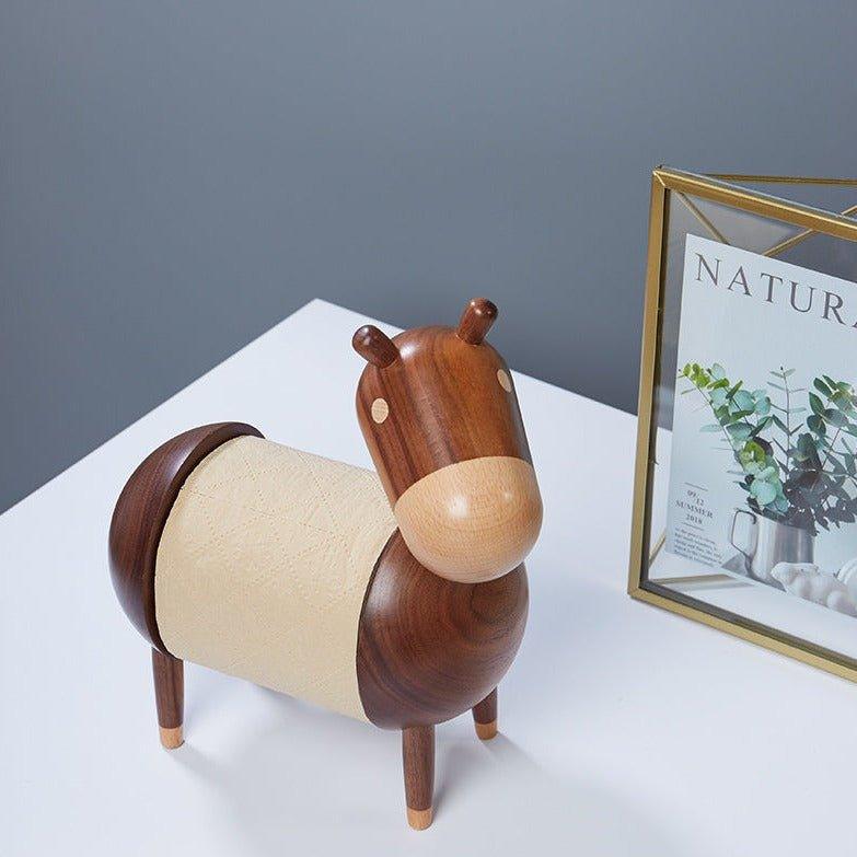 Handcrafted Animal Shaped Wooden Adjustable Toilet Roll Dispensers
