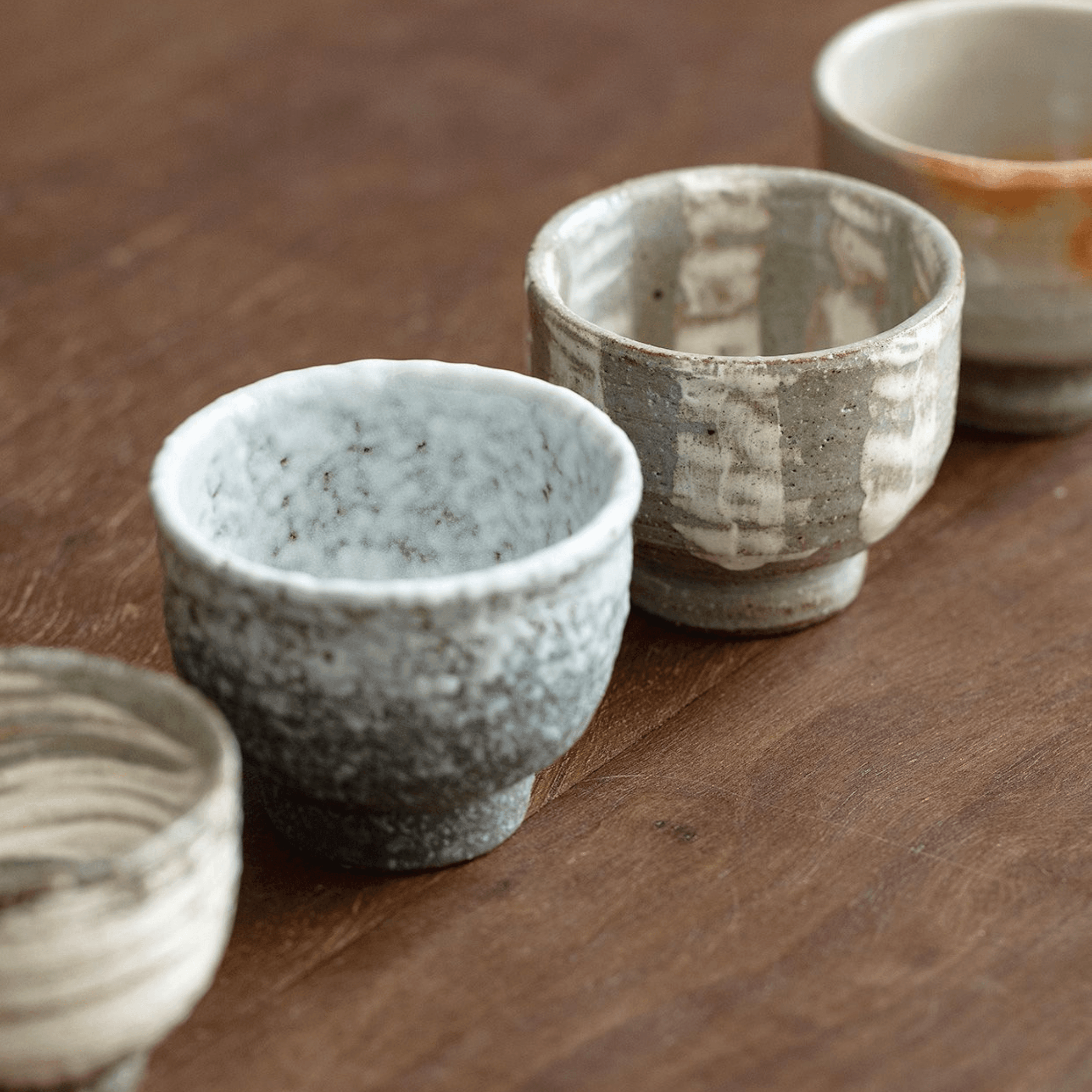 Japanese Handcrafted Sandy Textured Banko Ware Tea Cup Set