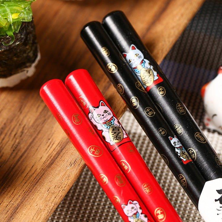 Japanese Maneki-neko (Lucky Cat) Chopstick Set