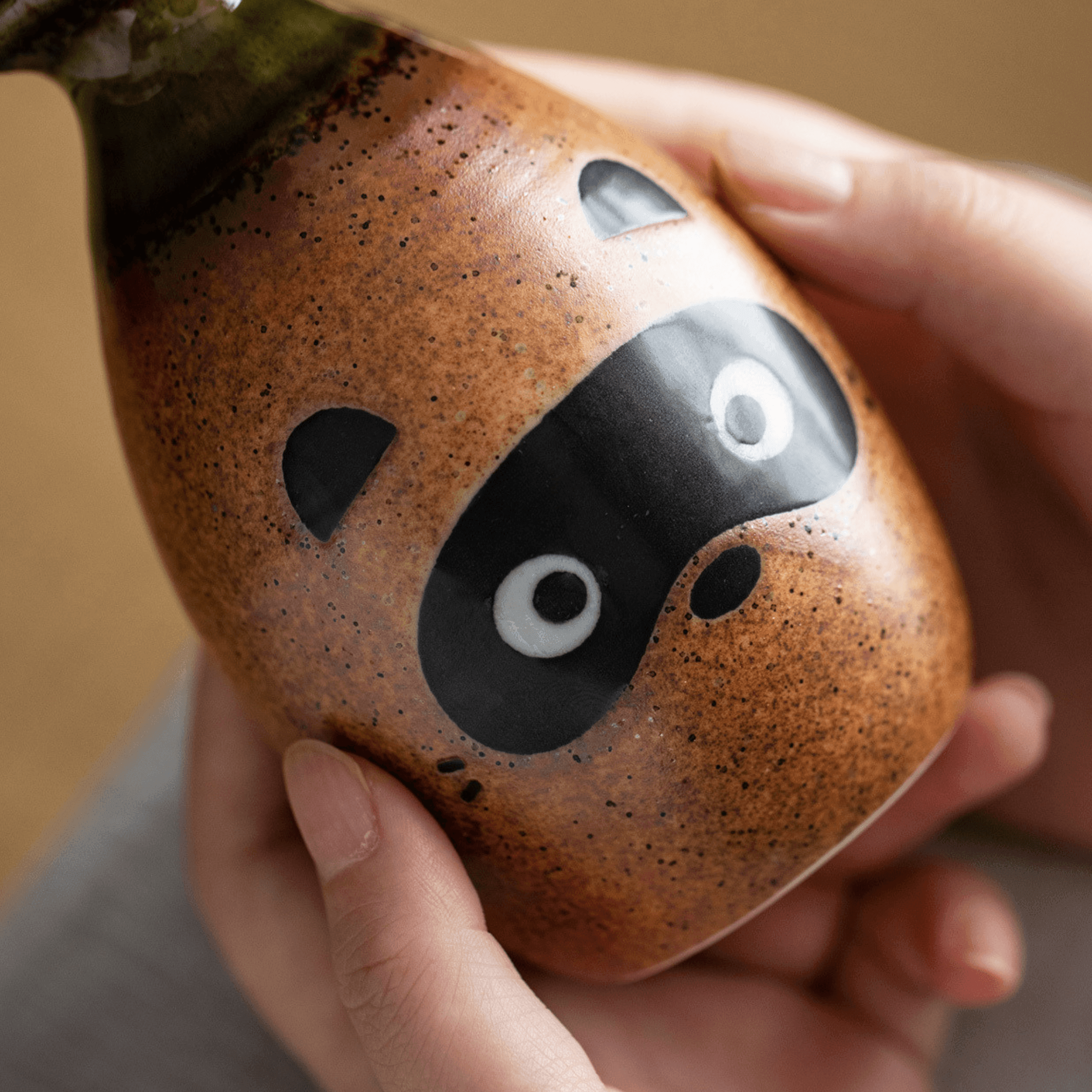 Japanese Ceramic Tanuki (Raccoon) Sake Set