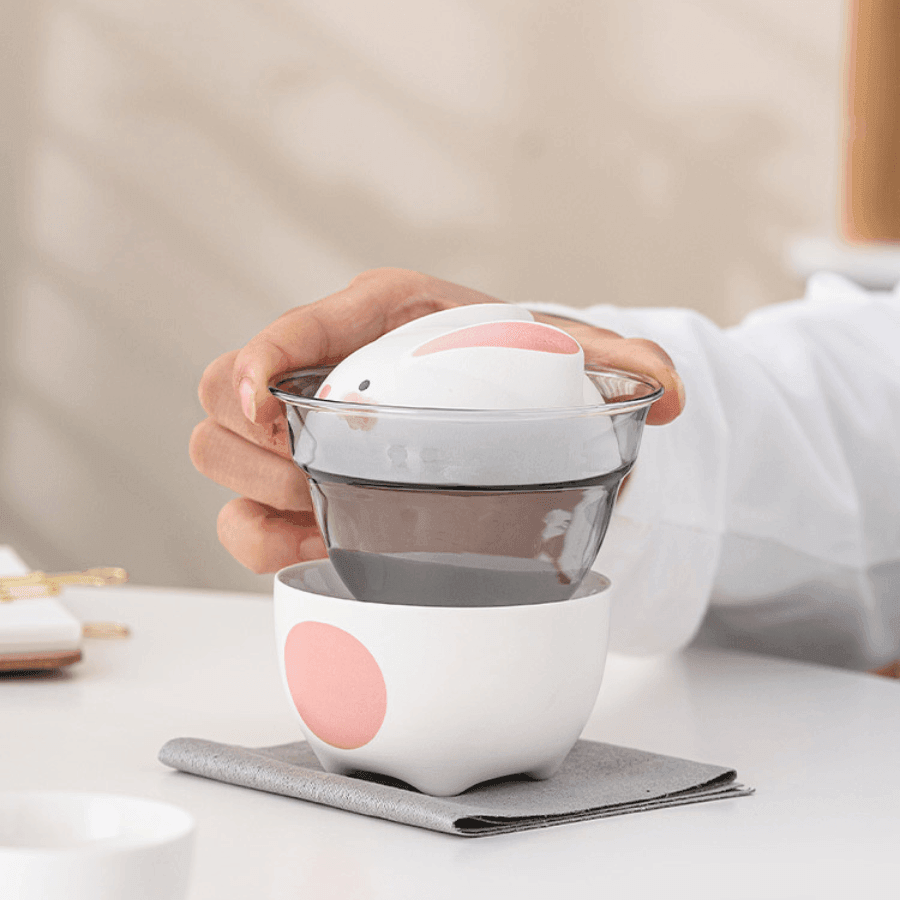 Ceramic Bunny Tea Set With Carrying Case
