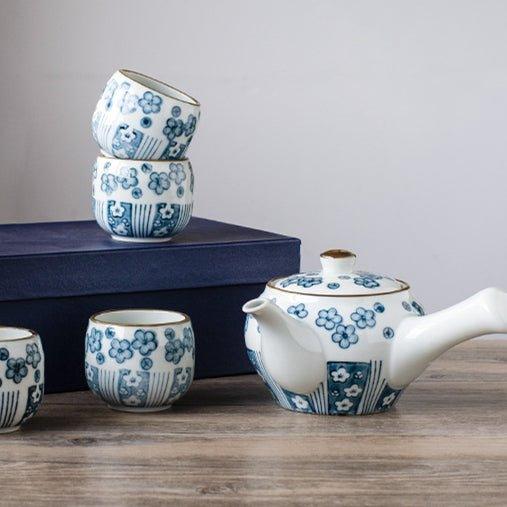Japanese Handcrafted Blue Sakura Tea Sets