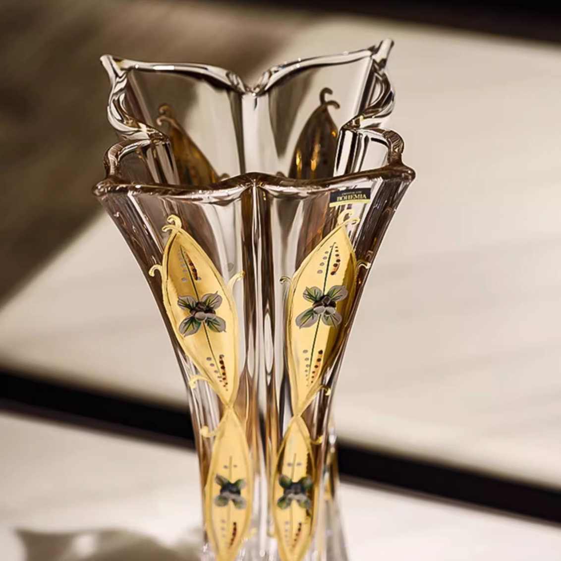 Bohemian Enamel And Gold Crystal Lily Vase