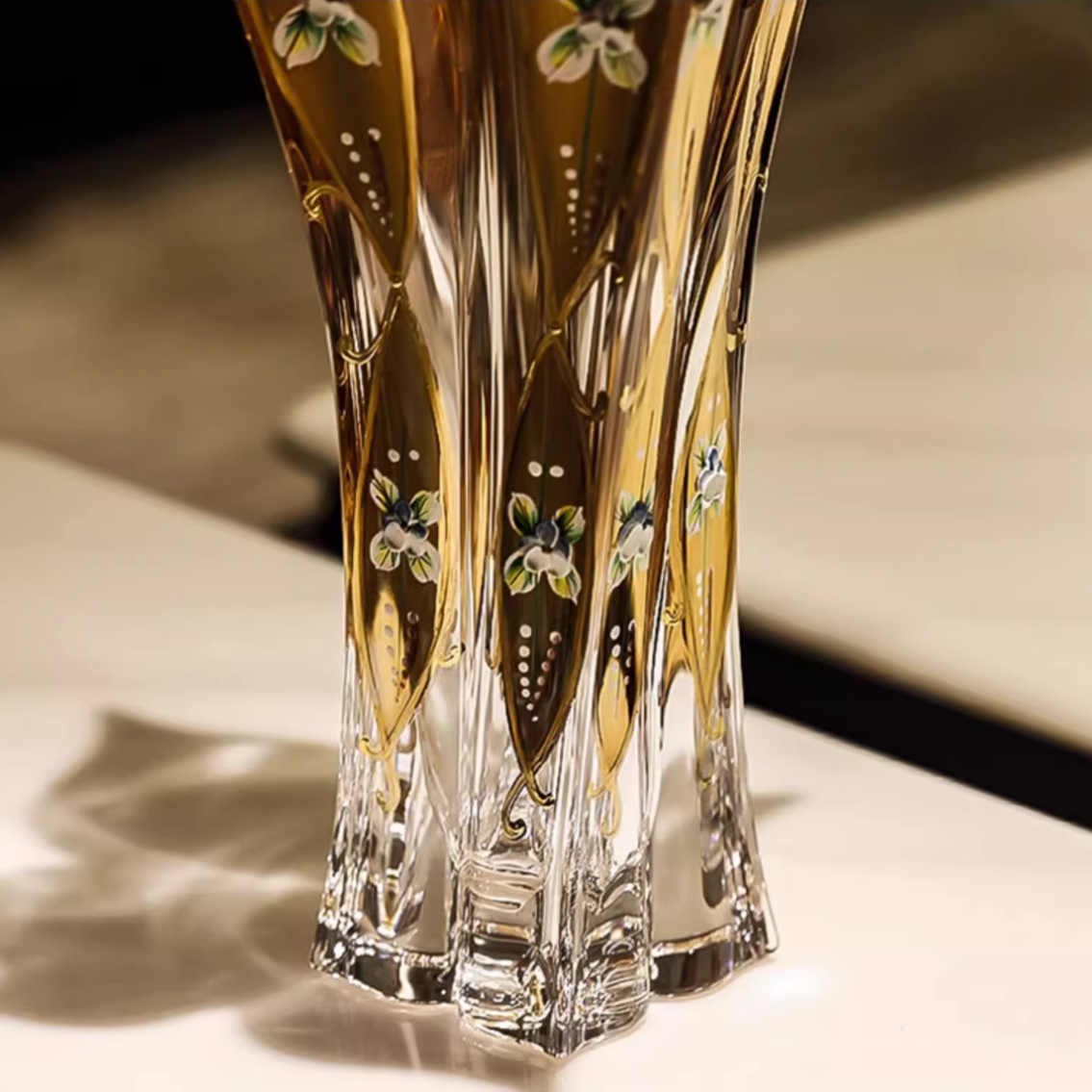 Bohemian Enamel And Gold Crystal Lily Vase