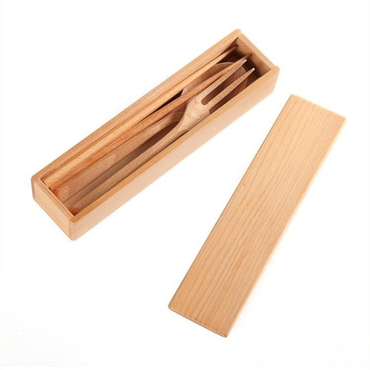 Japanese Minimalistic Wooden Utensil Set With Box