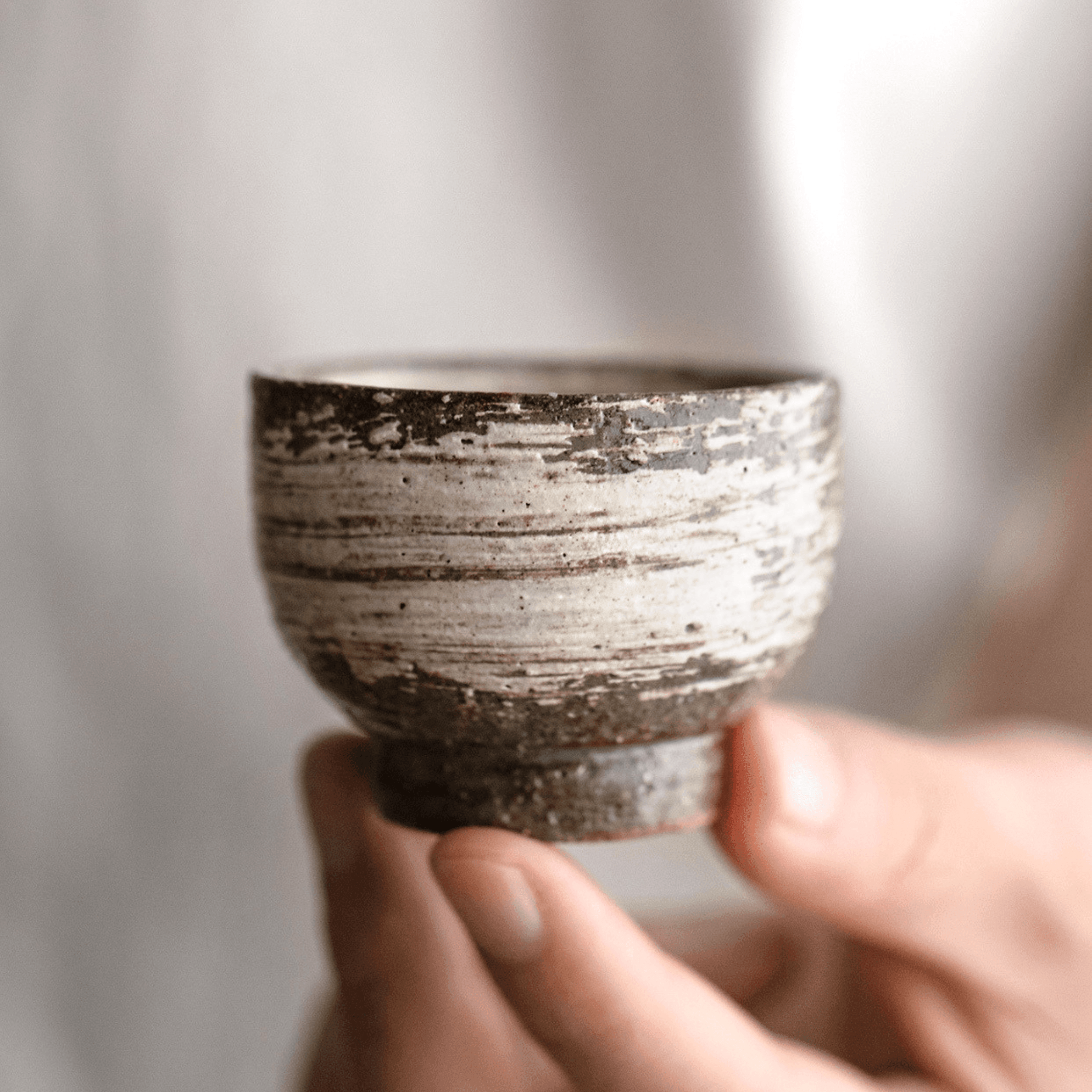 Japanese Handcrafted Sandy Textured Banko Ware Tea Cup Set