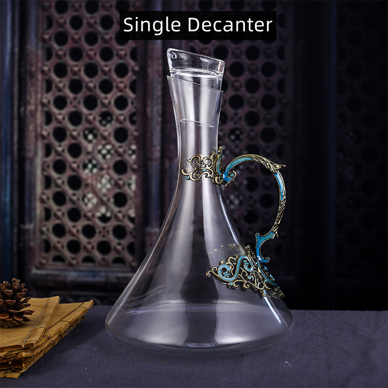 Turquoise Vine Crystal Wine Glasses with Decanter Suitcase Set - MASU
