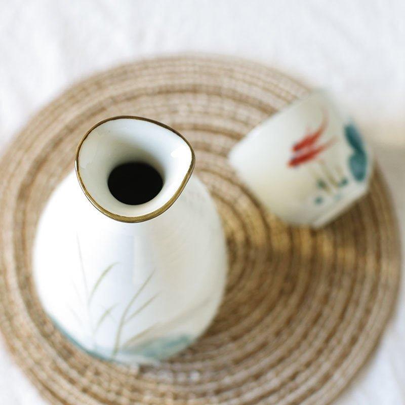 Japanese Handcrafted Goldfish Ceramic Sake Set