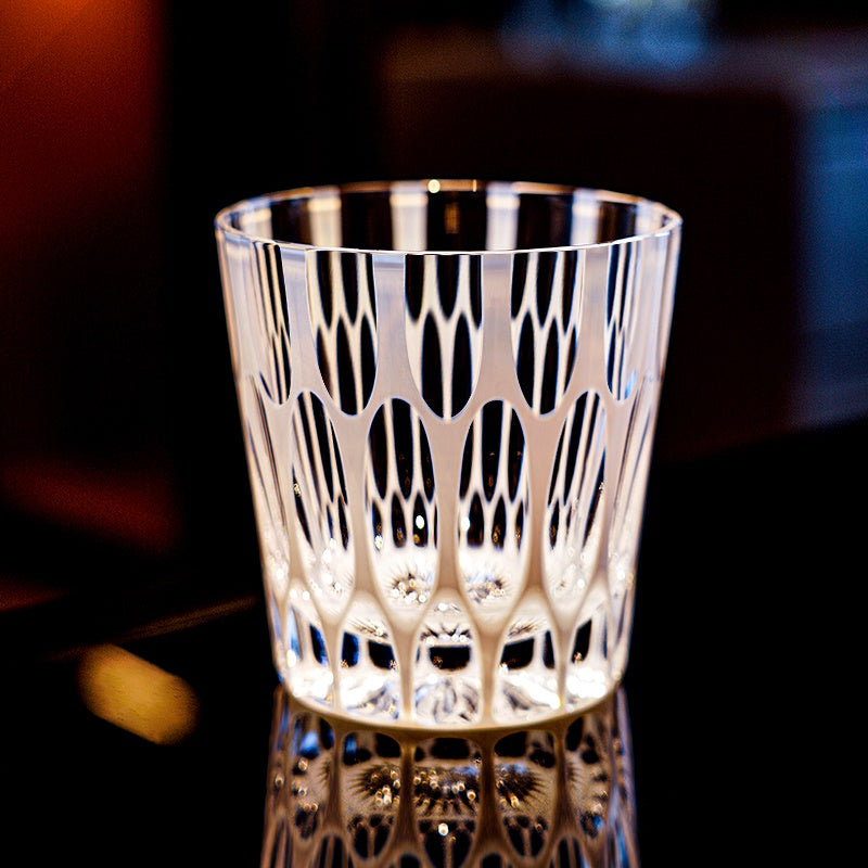 Edo Kiriko Handcrafted Shiro Ripple Whisky Glass With Wooden Box