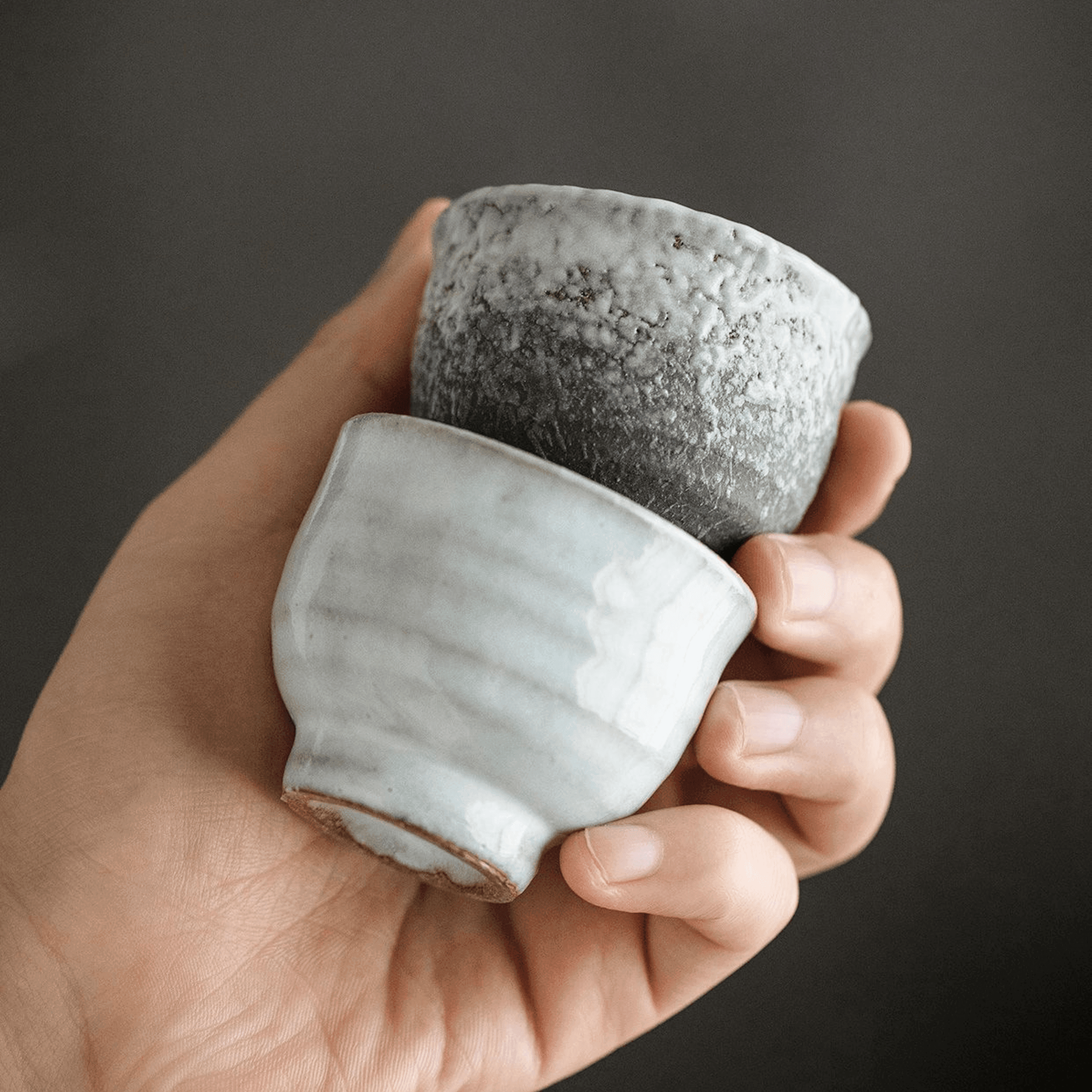 Japanese Handcrafted Sandy Textured Banko Ware Tea Cup Set