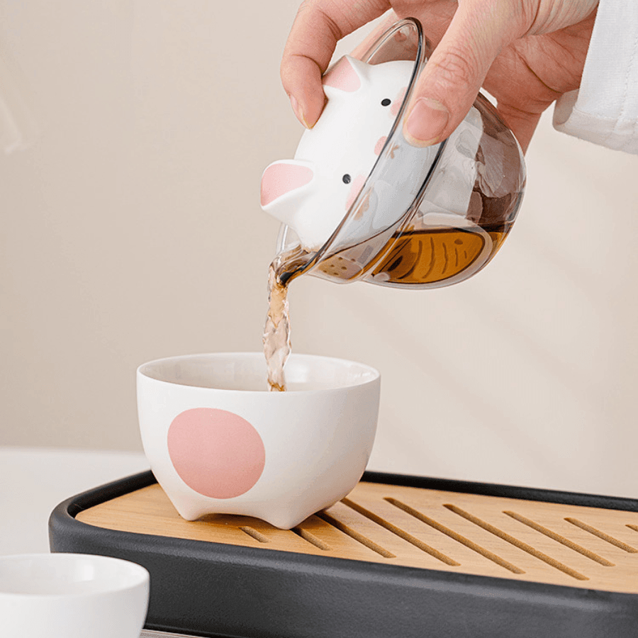 Ceramic Bunny Tea Set With Carrying Case