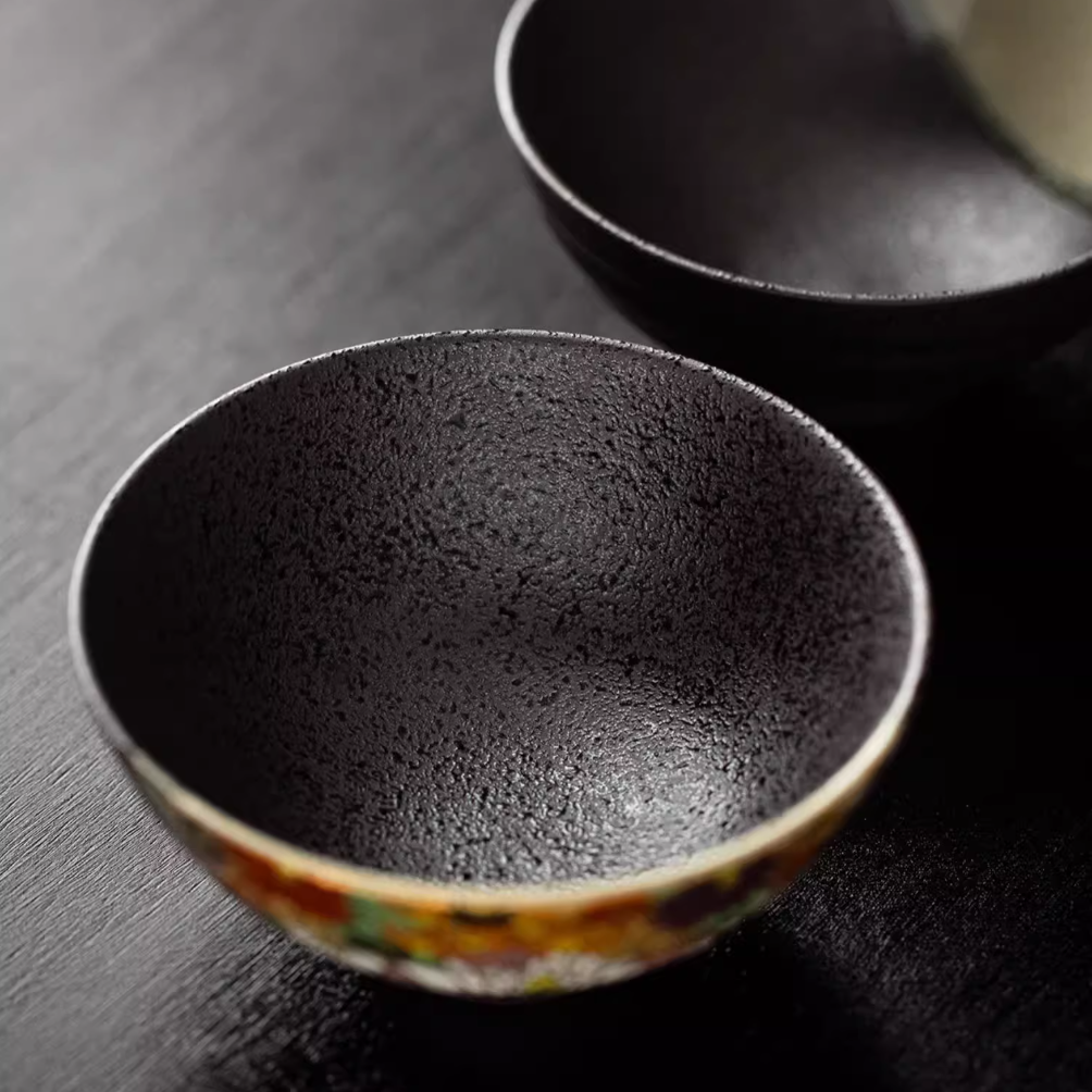 Kutaniyaki Golden Floral Sea Couple Bowl Set
