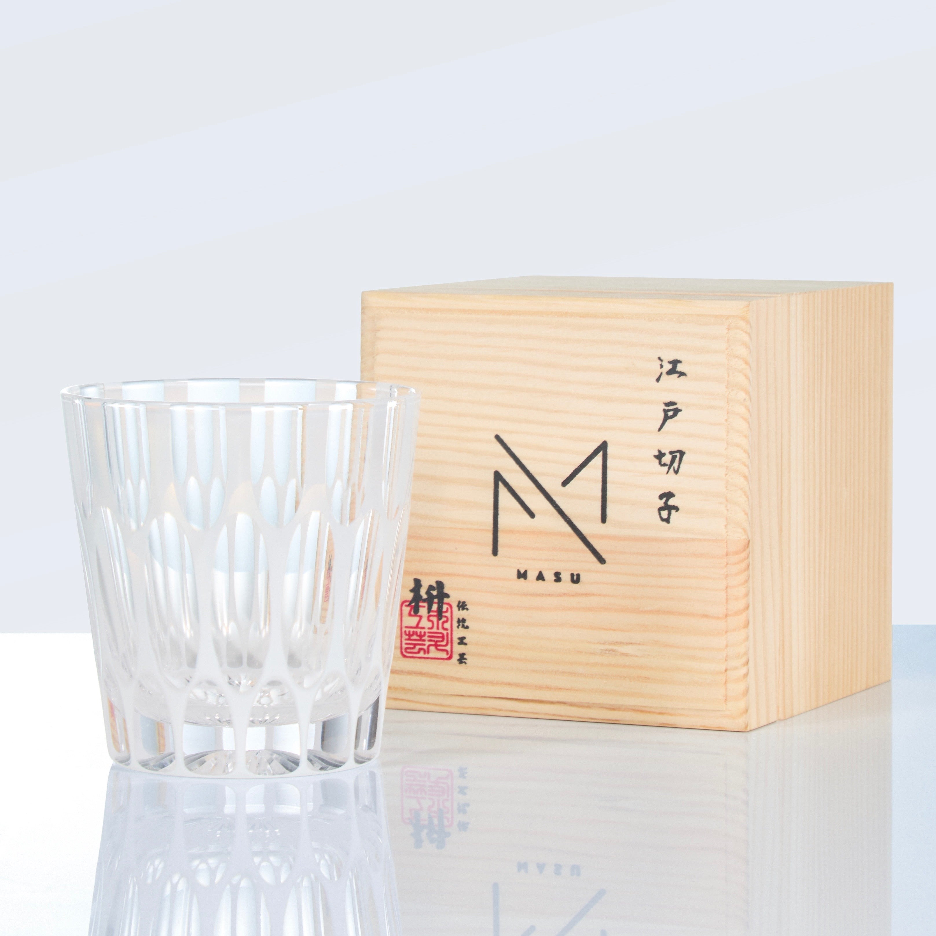 Edo Kiriko Handcrafted Shiro Ripple Whisky Glass With Wooden Box