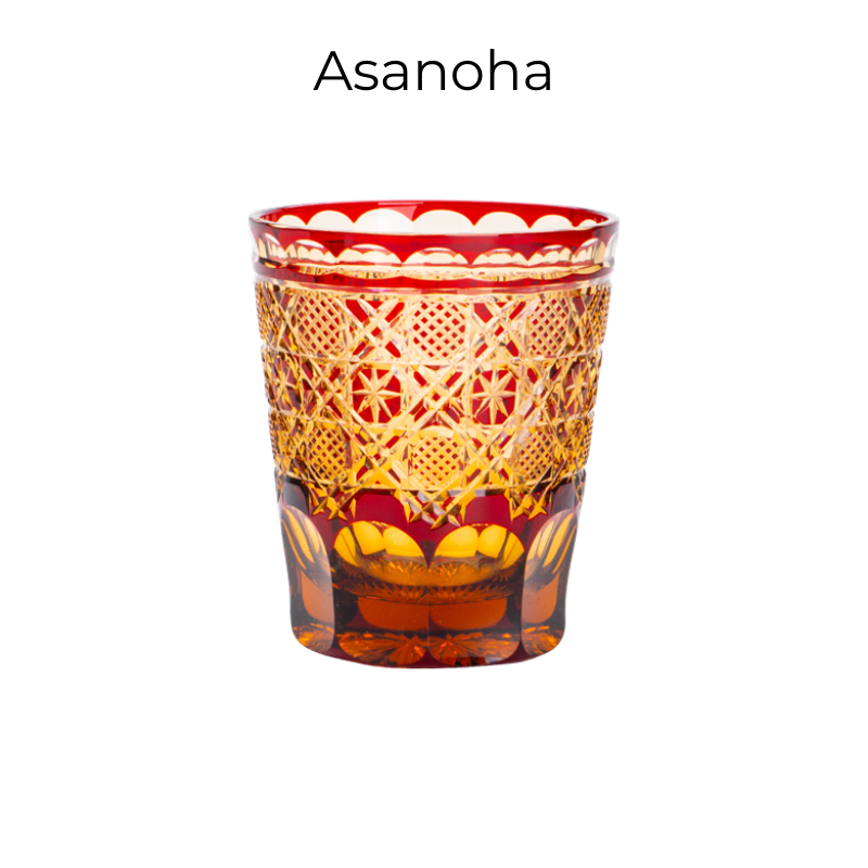 Edo Kiriko Handcrafted Akane Komon Whisky Glass Collection