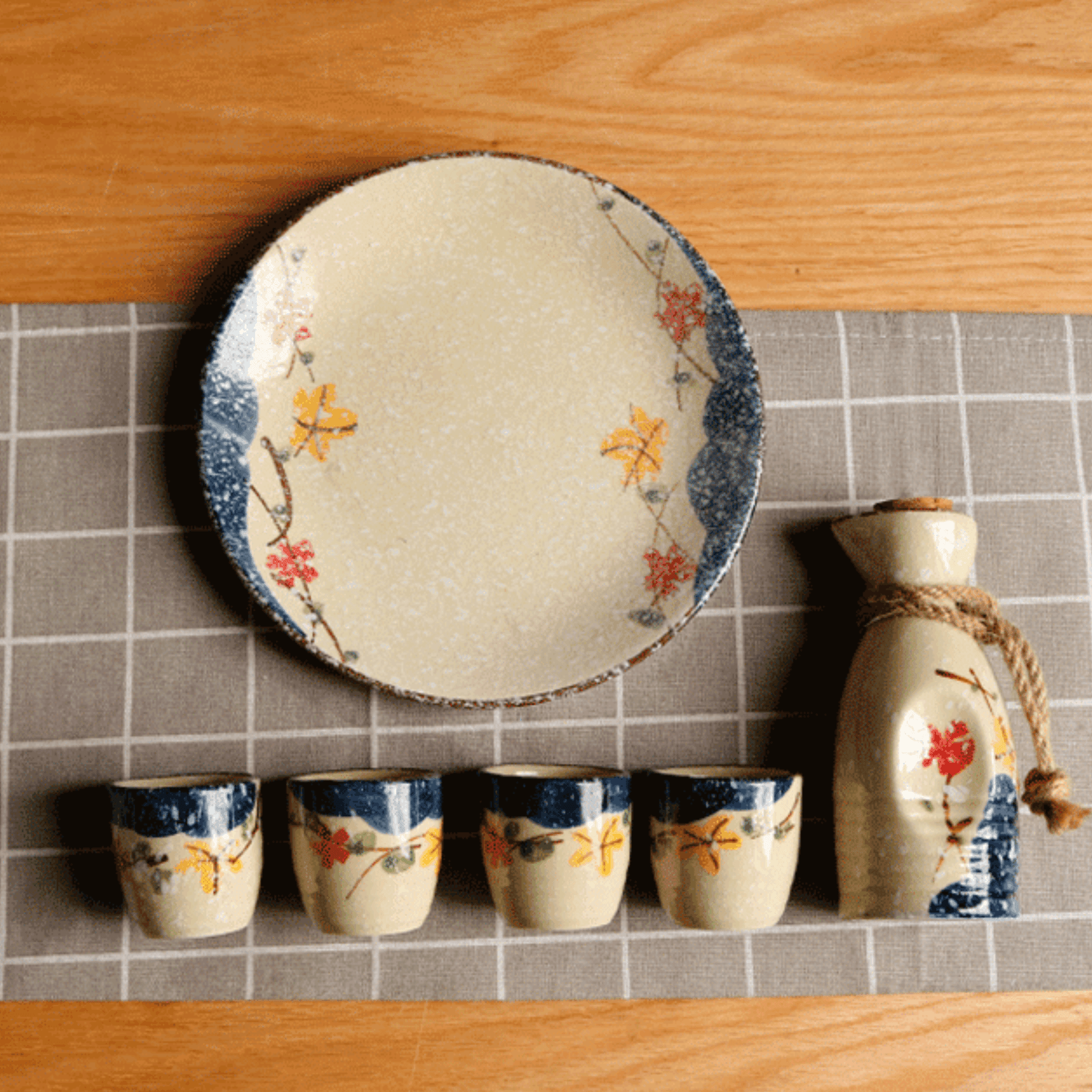 Japanese Sakura Sake Ceramic Flagon Sets