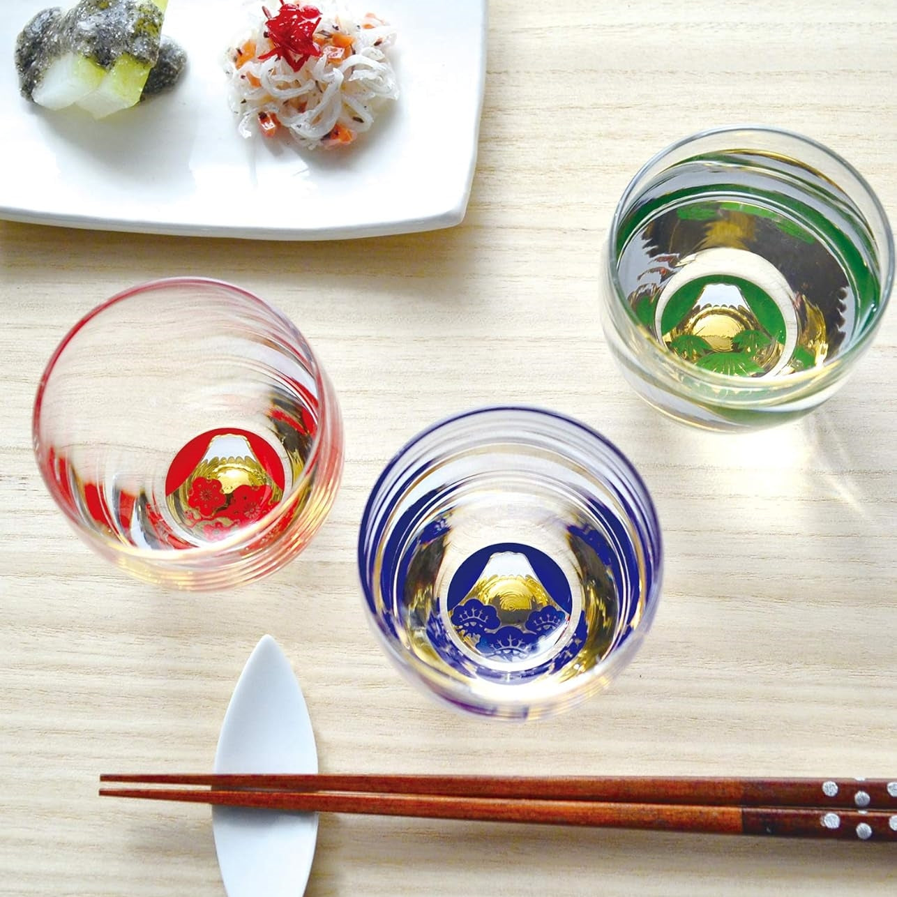 Toyo-Sasaki Handcrafted Shochikubai Sake Glass Set of Three