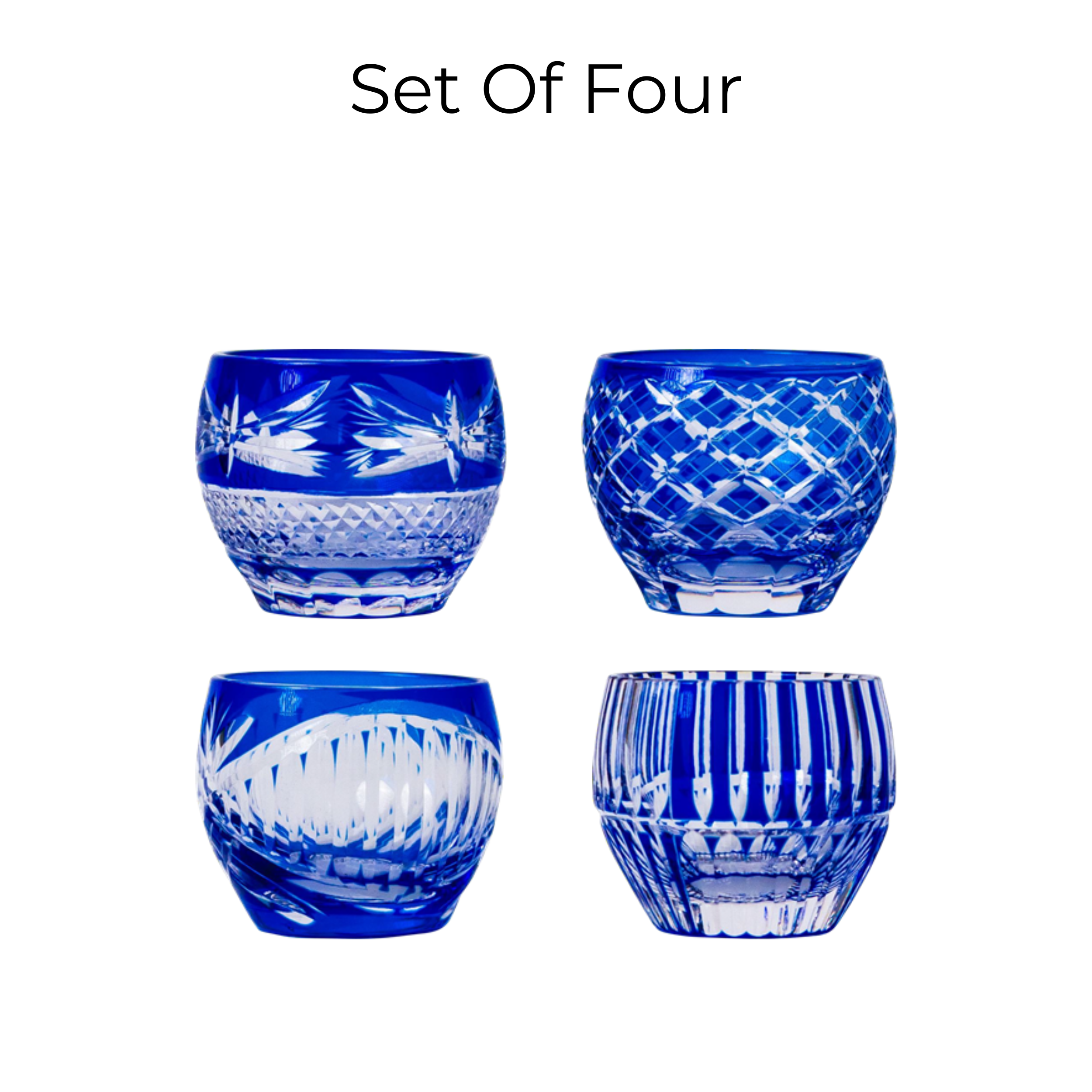 Edo Kiriko Handcrafted Ruri Ochoko Sake Glass Collection
