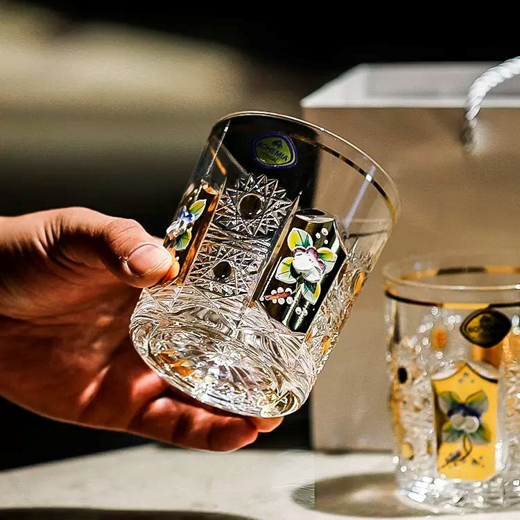 Bohemia Enchanted Blossom Whisky Glasses Gift Set Of Two