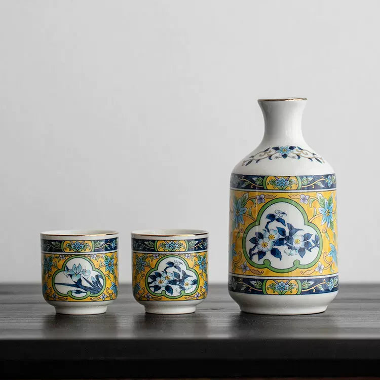 Japanese Handcrafted Mino Ware Ceramic Sake Set