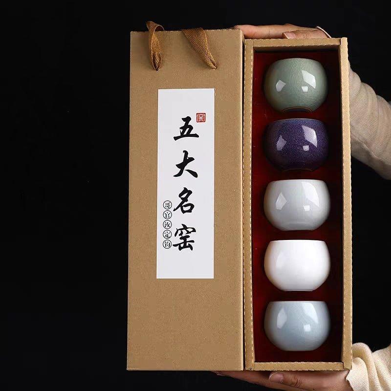 Oriental Handcrafted Ceramic Rounded Tea Cup Set