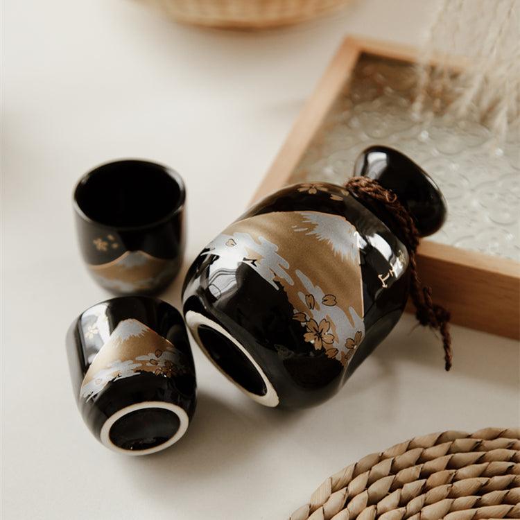 Japanese Fuji Themed Handcrafted Ceramic Sake Gift Sets