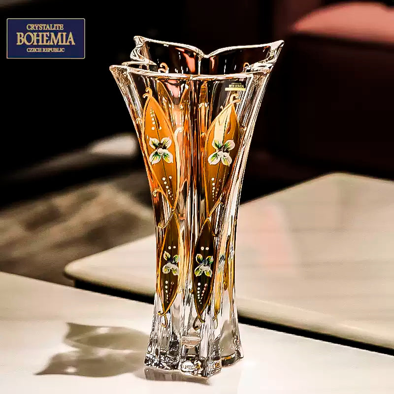 Bohemian Enamel And Gold Crystal Lily Vase
