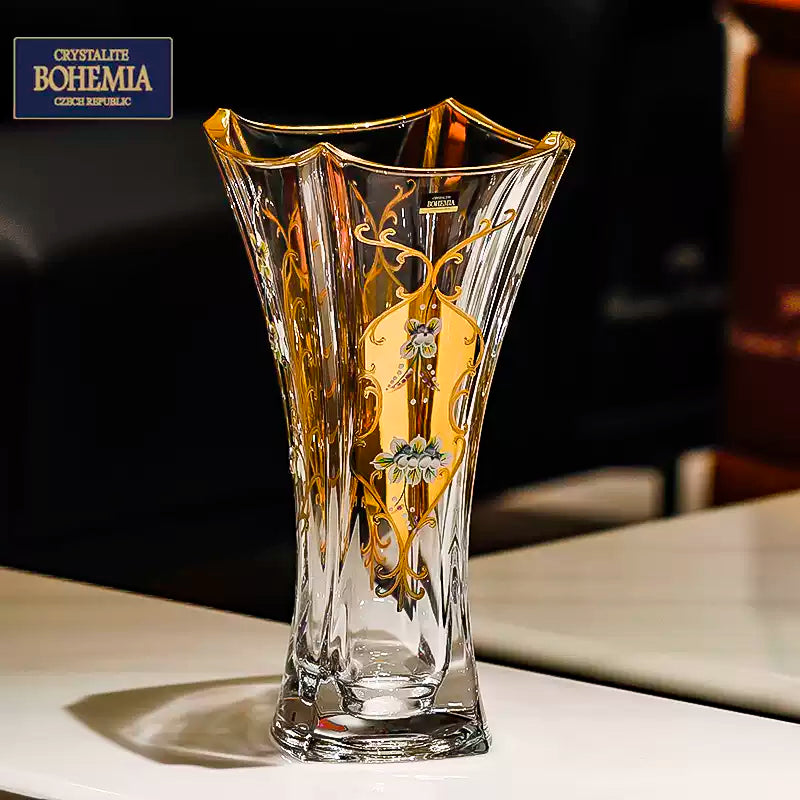 Bohemian Enamel And Gold Crystal Tulip Vase