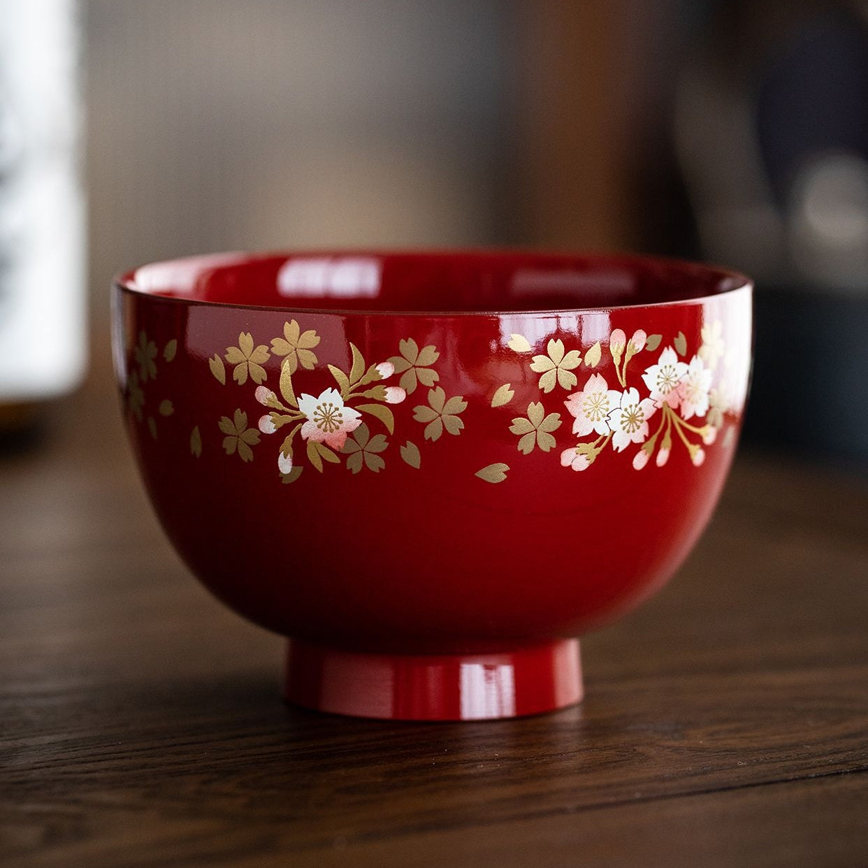 Yamanaka Shikki Sakura Couple Bowls with Chopsticks Set