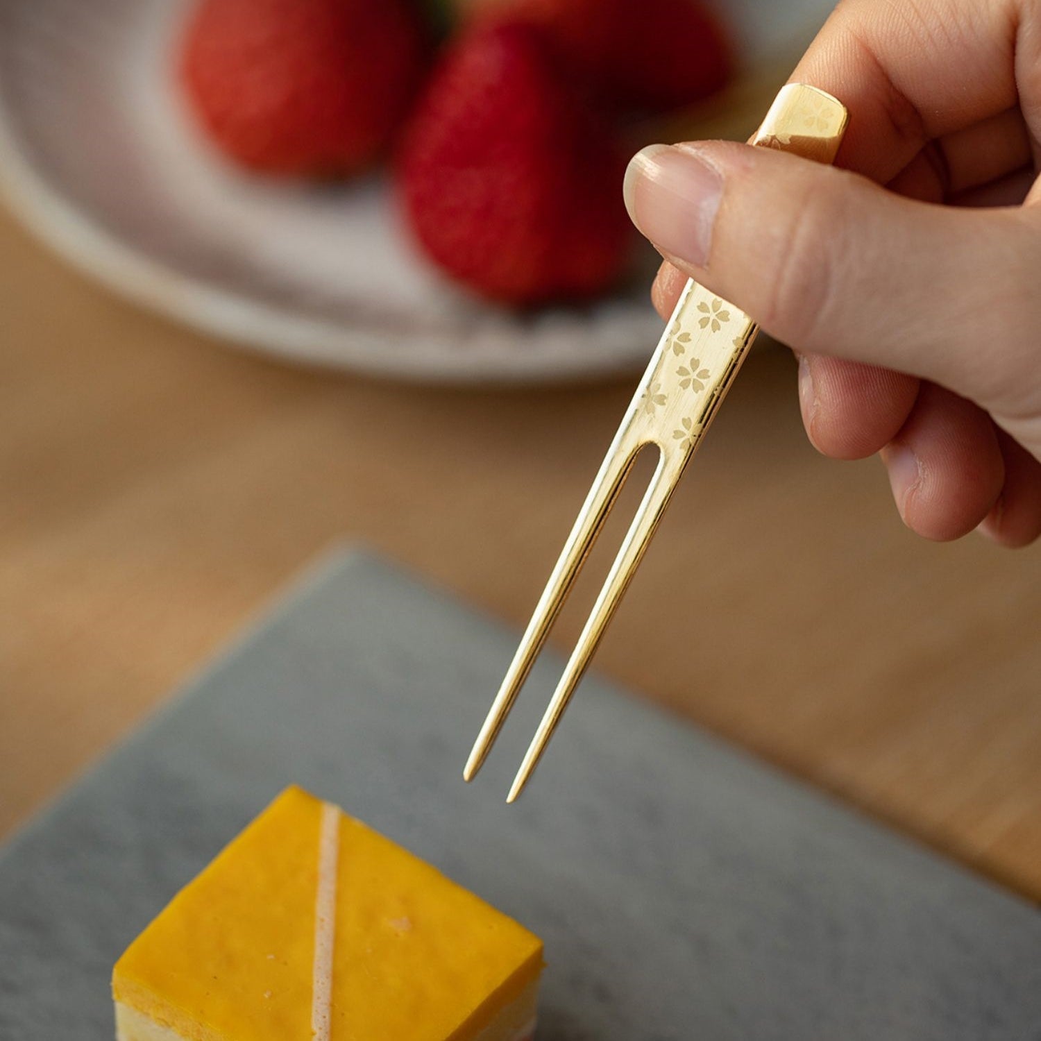 Golden Japanese Dessert Fork Collection