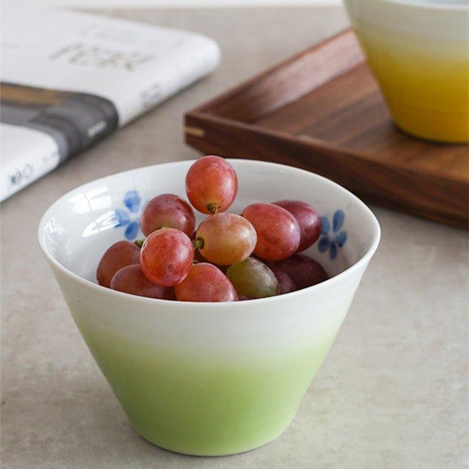 Japanese Handcrafted Arita Ware Ceramic Gradient Ombré Conical Bowls