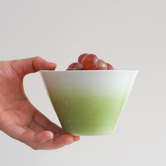 Japanese Handcrafted Arita Ware Ceramic Gradient Ombré Conical Bowls