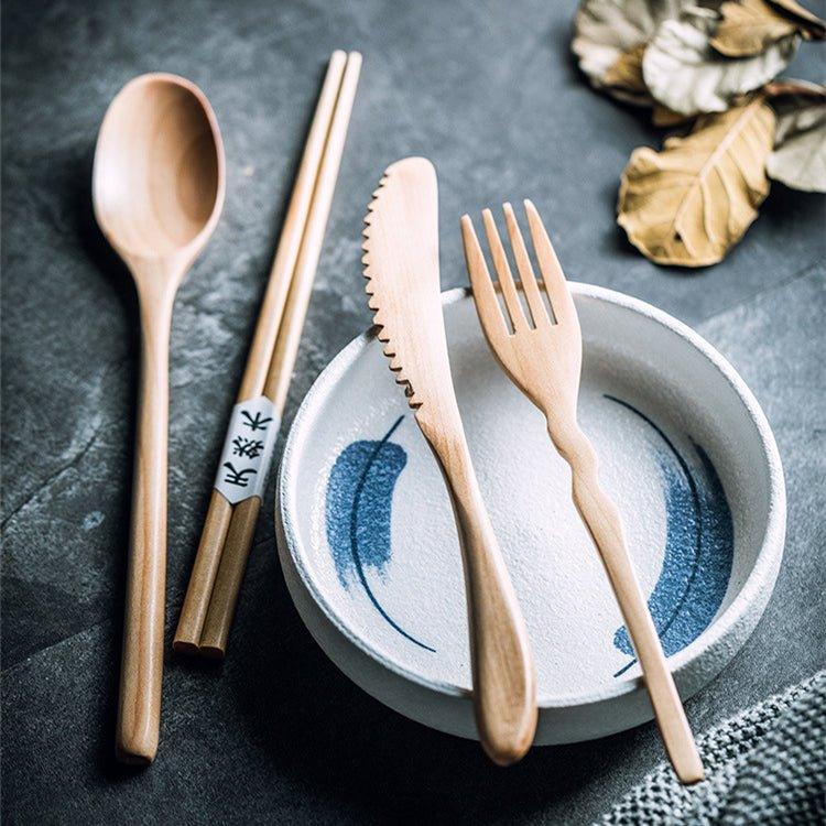 Japanese Plain Style Wooden Utensil Sets