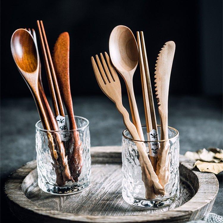 Japanese Plain Style Wooden Utensil Sets