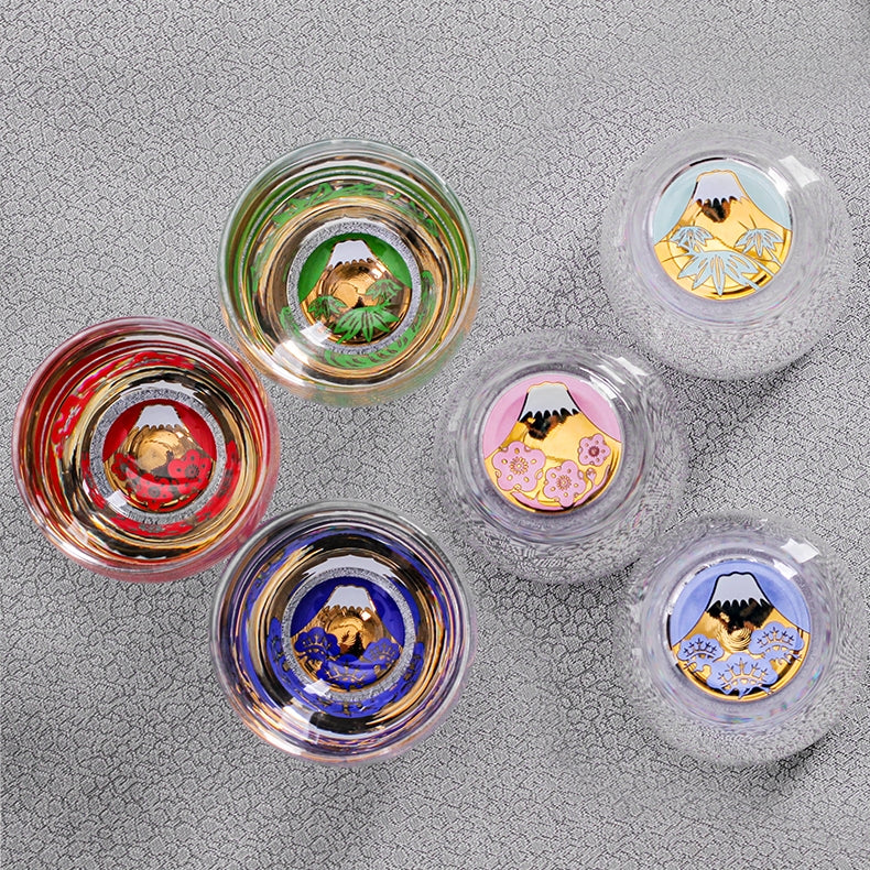 Toyo-Sasaki Handcrafted Shochikubai Sake Glass Set of Three