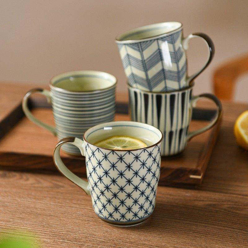Japanese Handcrafted Ceramic Pattern Themed Tea Cups Set of Five