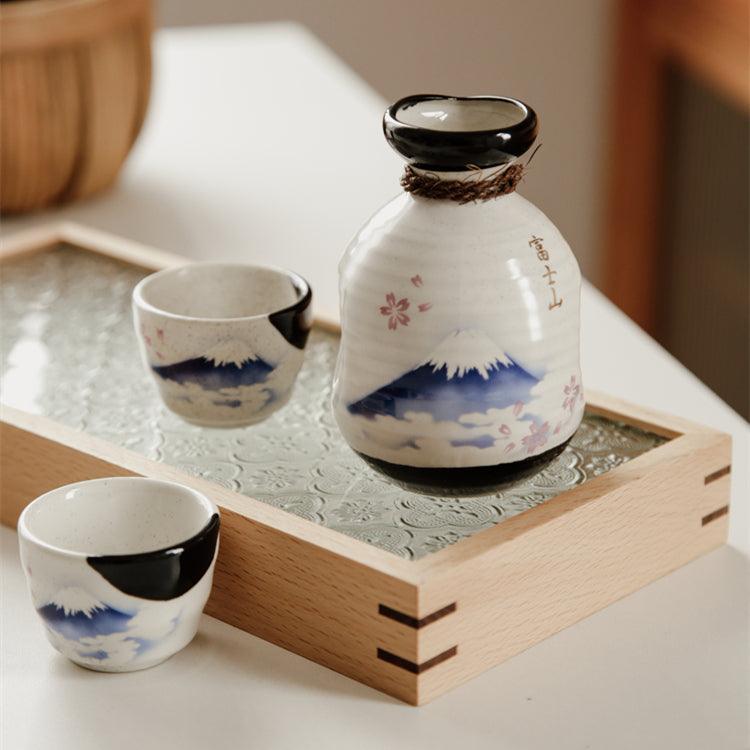 Japanese Fuji Themed Handcrafted Ceramic Sake Gift Sets