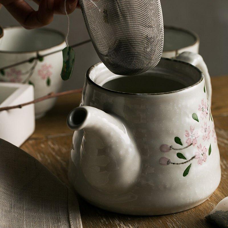Japanese Handcrafted Ceramic Glazed Sakura Tea Gift Set