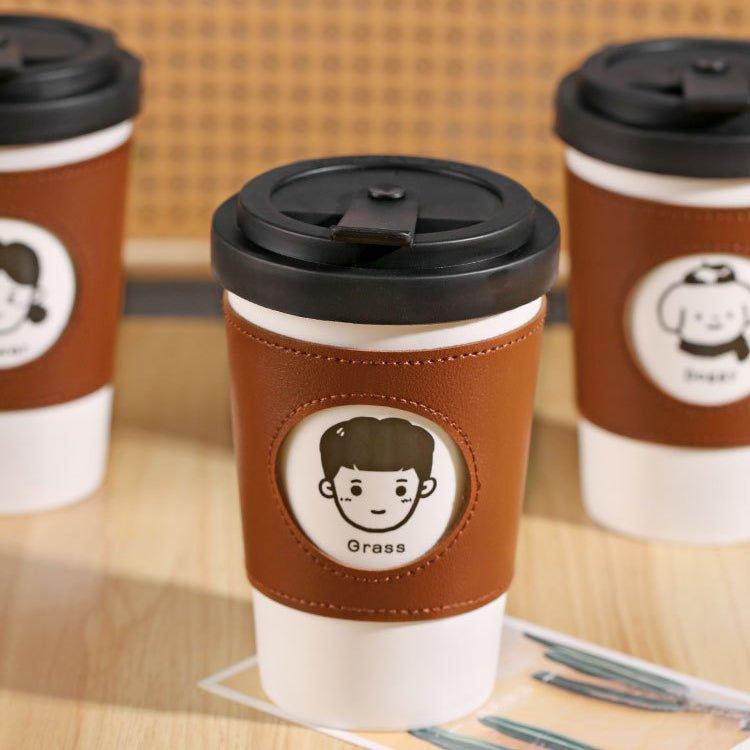 Ceramic Reusable Coffee Cup With Leather Sleeve