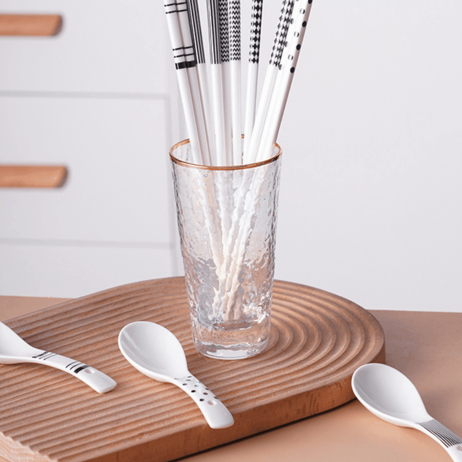 Oriental Ceramic Utensil Set With Shamoji (Rice Paddle)