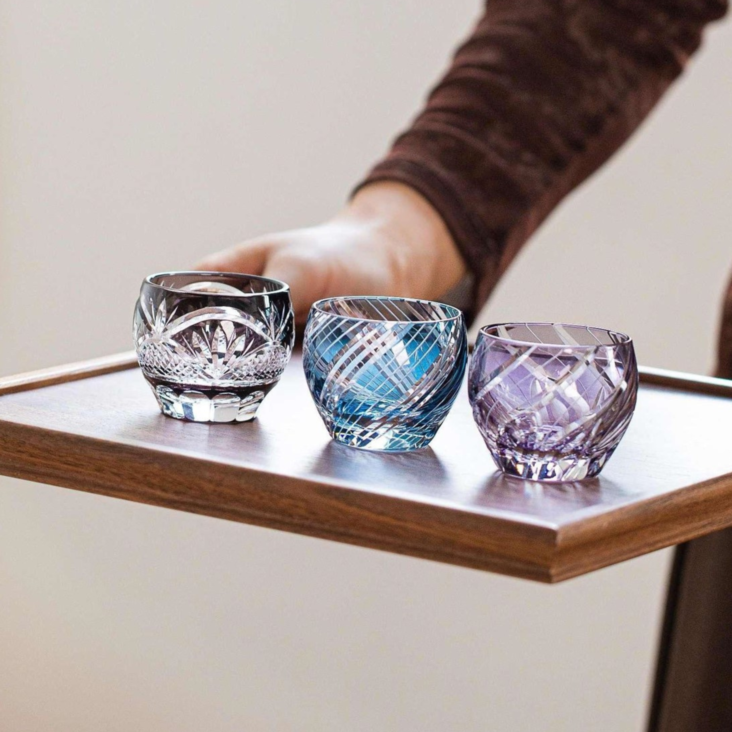 Edo Kiriko Handcrafted Kizashi Guinomi Sake Glass Collection