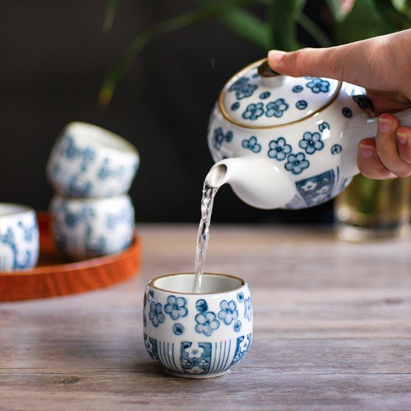 Japanese Handcrafted Blue Sakura Tea Sets