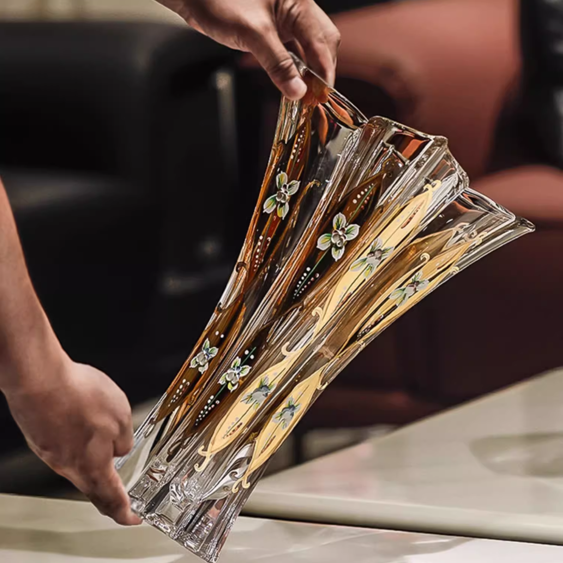 Bohemian Enamel And Gold Crystal Lily Vase