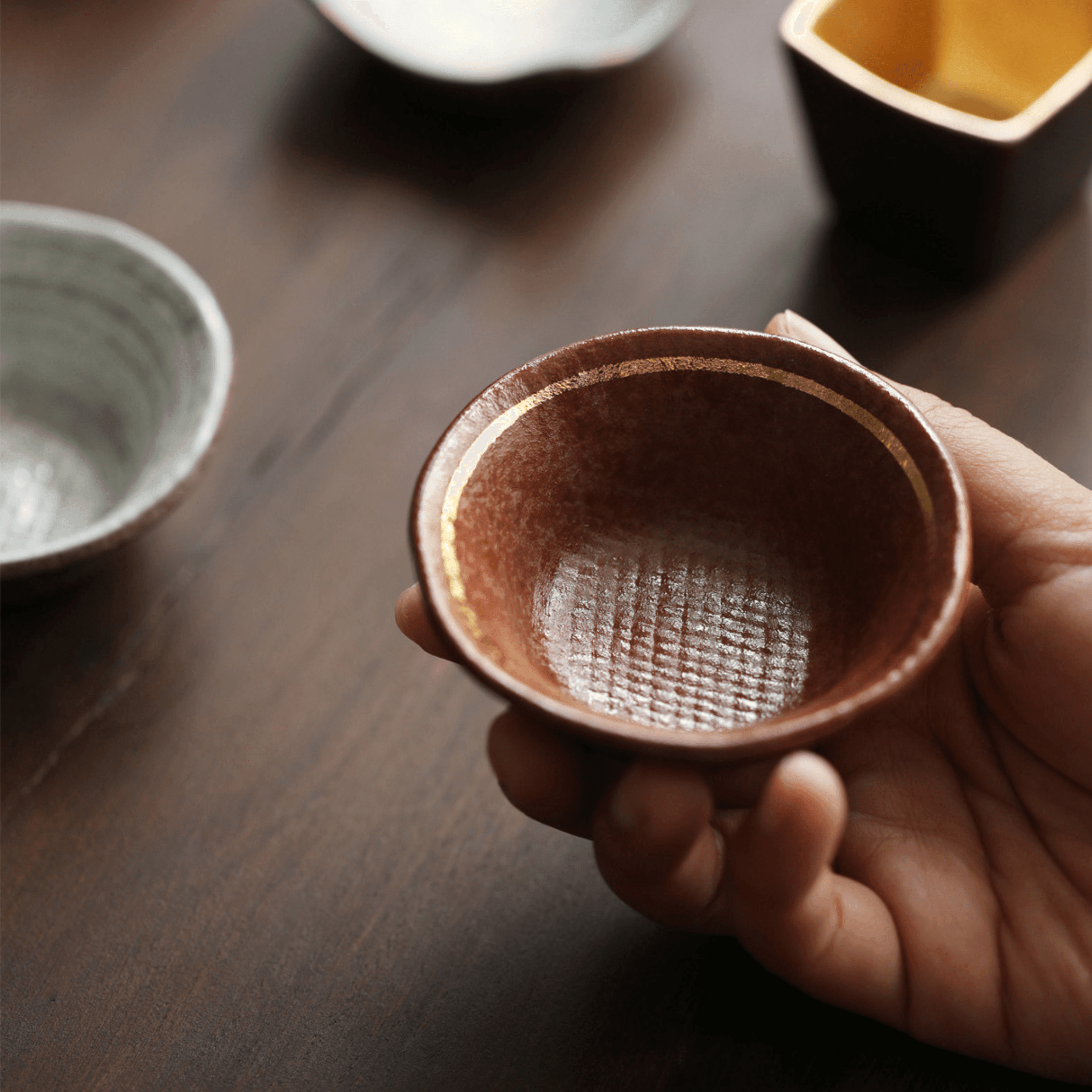 Touetsugama Japanese Golden Glazed Tea Set
