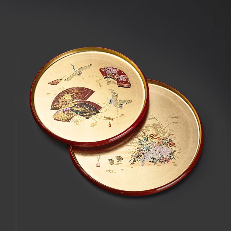 Yamanaka Shikki Gold Foil Round Tray