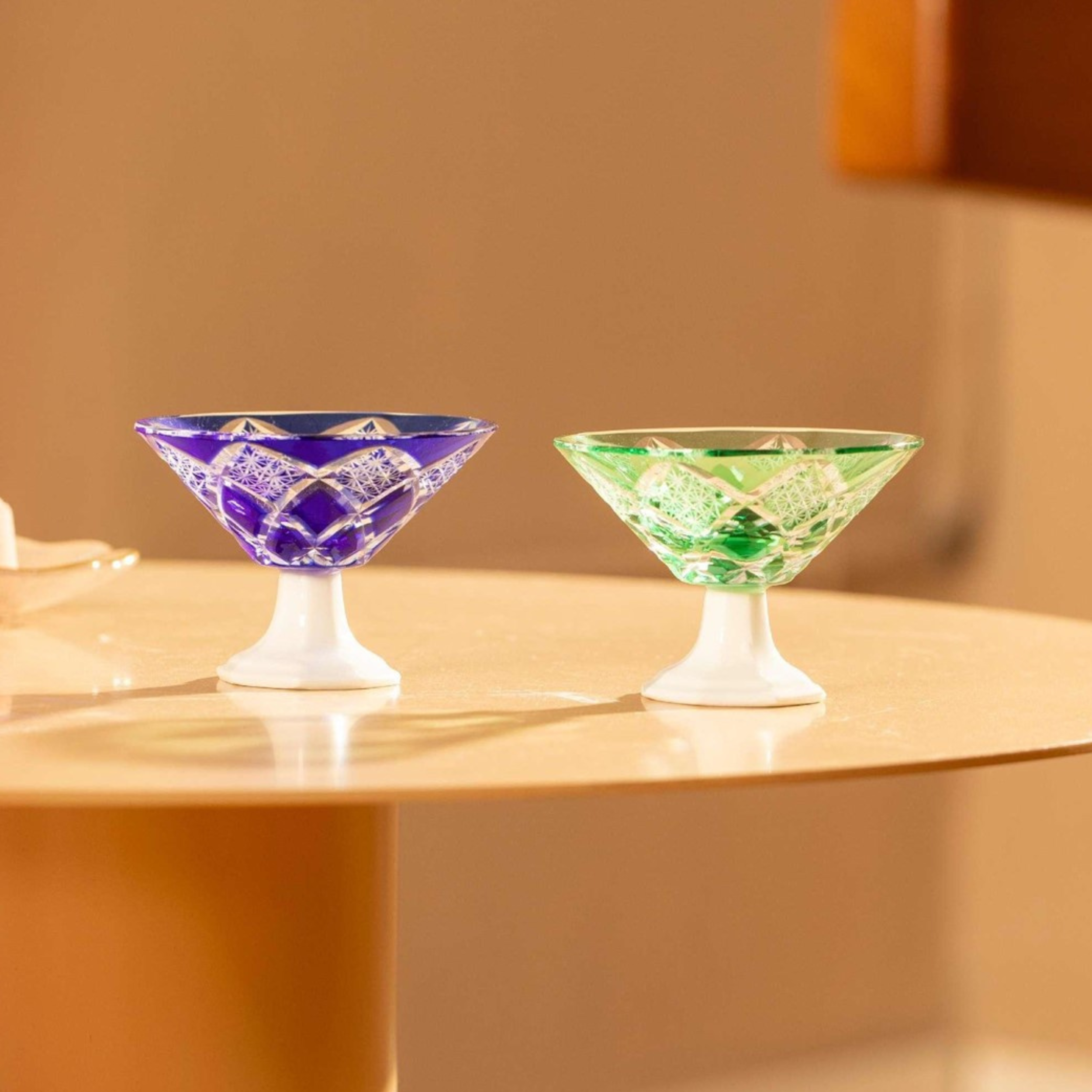 Edo Kiriko Handcrafted Kohaku Sake Glass Collection
