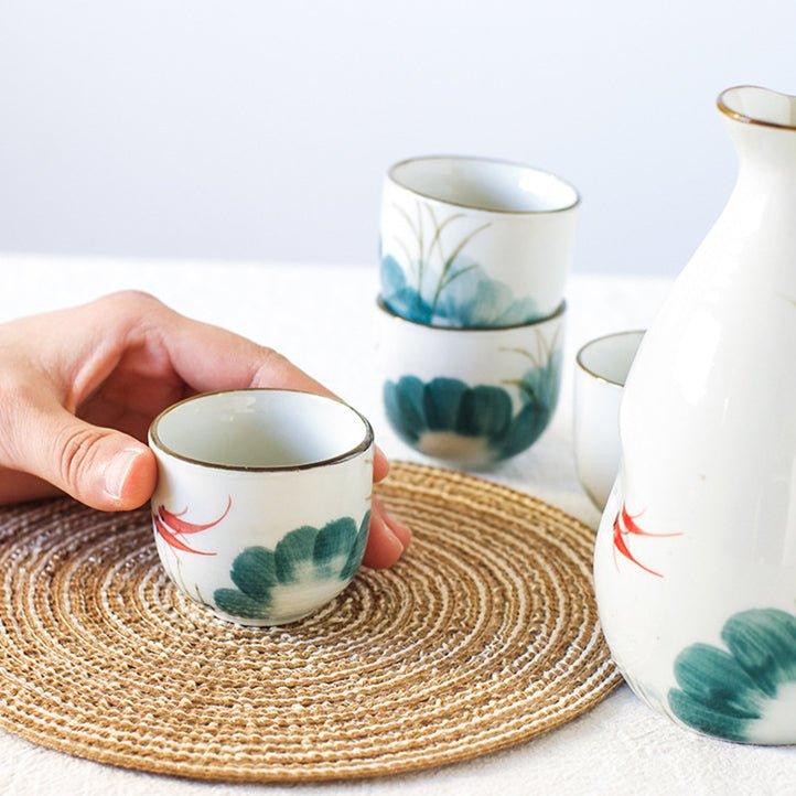 Japanese Handcrafted Goldfish Ceramic Sake Set