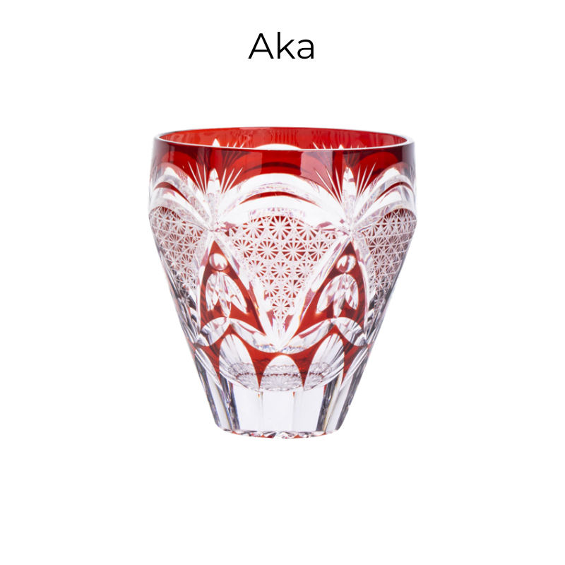Edo Kiriko Handcrafted Kohaku Sakura Whisky Glass Collection