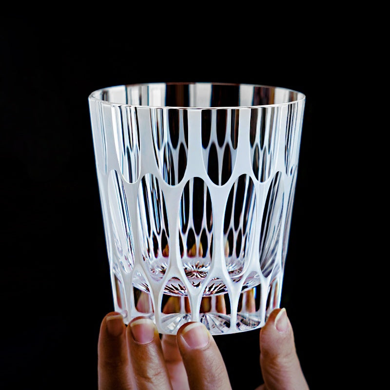 Edo Kiriko Handcrafted Shiro Ripple Whisky Glass With Wooden Box