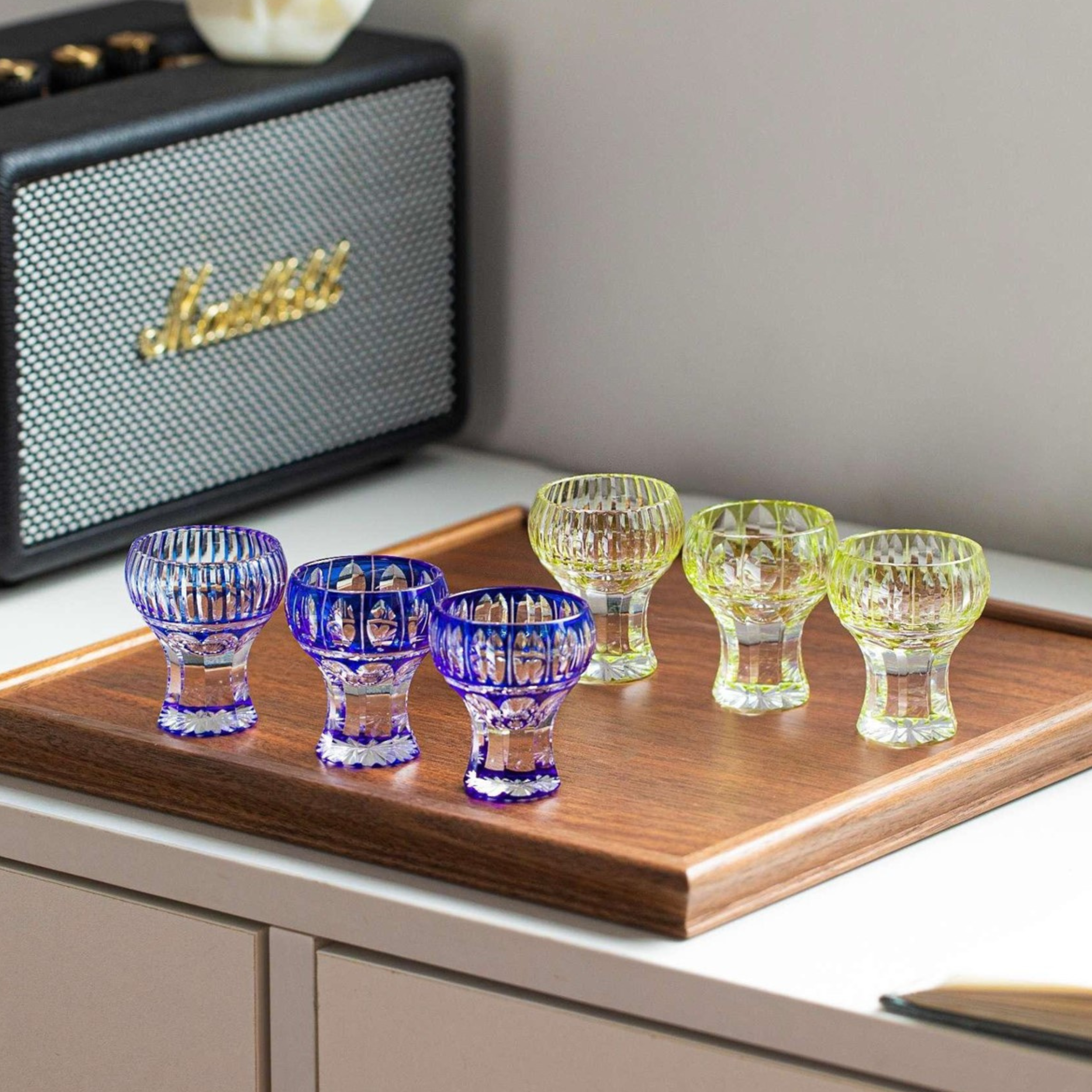 Edo Kiriko Handcrafted Kinpu Sake Glass Collection